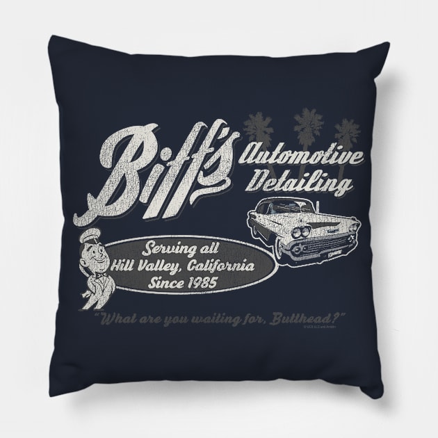 Biff's Auto Detailing Worn Out Pillow by Alema Art