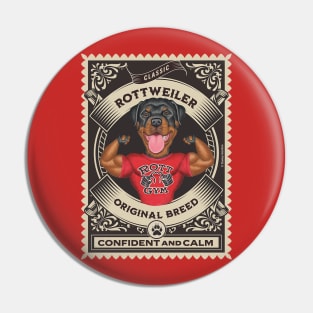 Funny Rottweiler with muscles in classic circle Pin