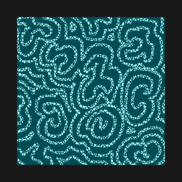 Textured Aqua Doodle on Teal Abstract by Klssaginaw