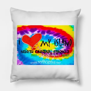 Tie Dye Classic I Love My Island Logo for Centennial Pillow