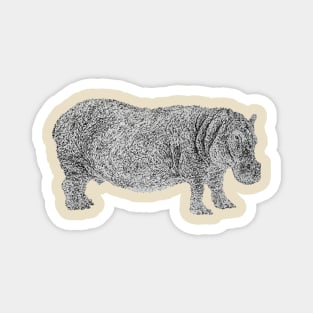 Dotwork Hippo Art Print Magnet