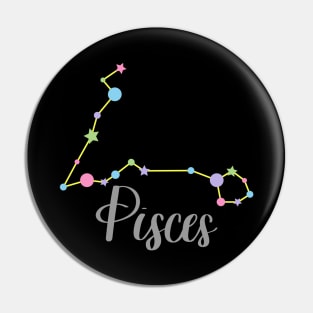 Pisces Zodiac Constellation in Pastels - Black Pin