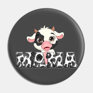 Mama Cow Cowboy Animal Pattern Farmer Cow Mother Family Kids Pin