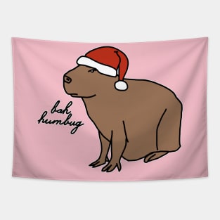 Serious Christmas Capybara Says Bah Humbug Tapestry