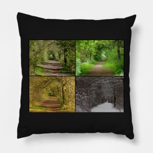 Tree tunnel in all 4 seasons . Pillow