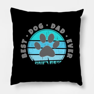 Best Dog Dad Ever Retro Sunset Vector v.4 Pillow