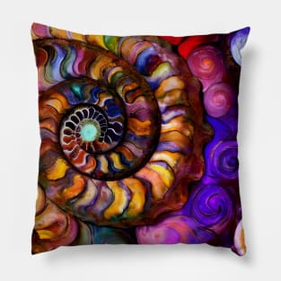 Artistic Nautilus Ammonite Spiral Swirl Abstract Geology Pillow