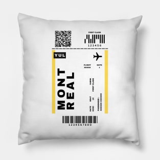 Montreal Boarding Pass Québec, Canada Destination Ticket Pillow