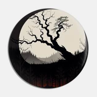 Spooky Tree in Front of a Full Moon Pin