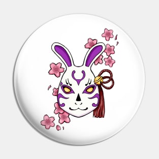 Blossoming Habits: A Cherry Blossom Japanese Mask Pink Pin