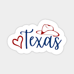 Love Texas with Hat- red/blue Magnet