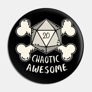 Chaotic Awesome RPG Alignment Skull Dice Pin