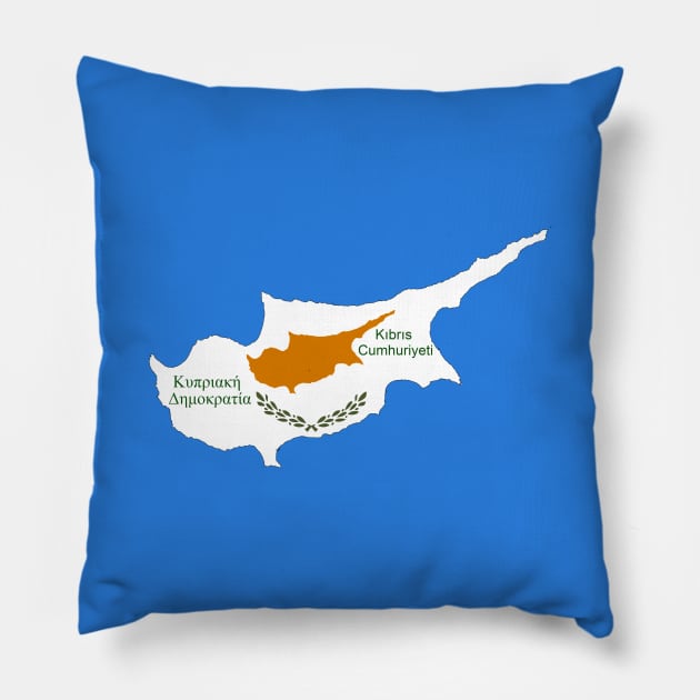 Cyprus flag & map Pillow by Travellers