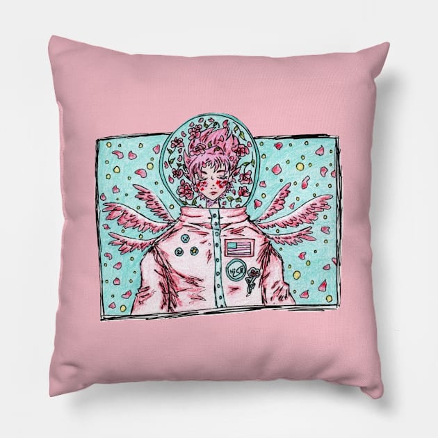 Pastel Astronaut Pillow by nannonthehermit