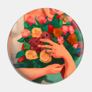 Women with Flowers Pin