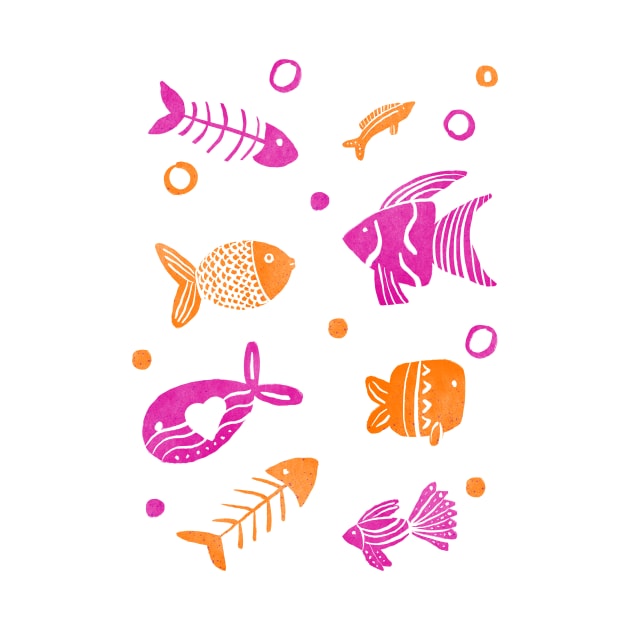 Orange and magenta tropical fishes by Home Cyn Home 