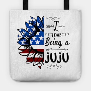 Vintage American Flag I Love Being A Juju Happy Independence Day Tote