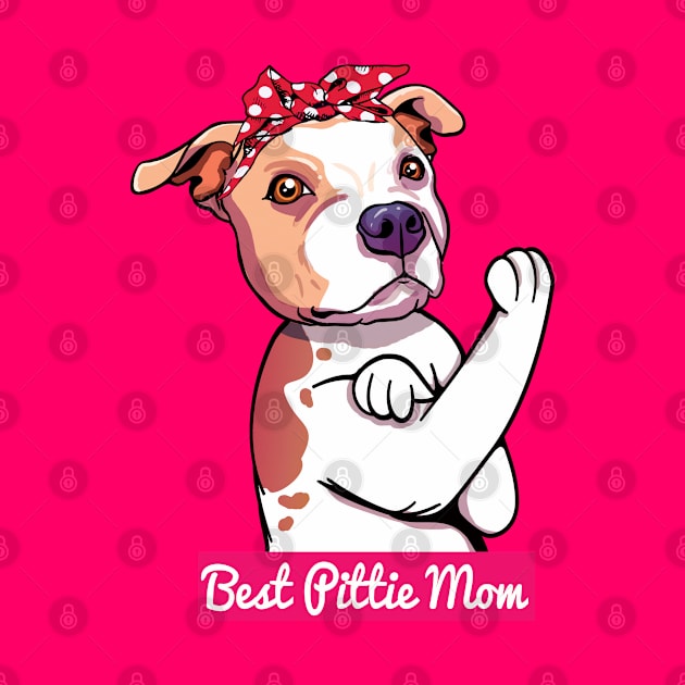 Retro Pitbull Dog Mom Cute Cartoon by USProudness