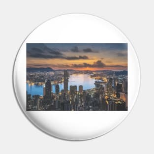 Victoria Peak Sunset Painting Pin