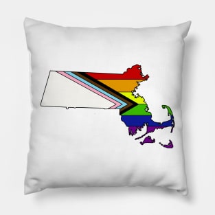 Progress pride flag - Massachusetts Pillow