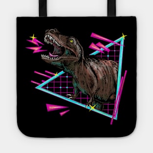 T Rex Dinosaur Dino Retro Gamer Gaming Gift Neon Colourful Funny Humor Tote