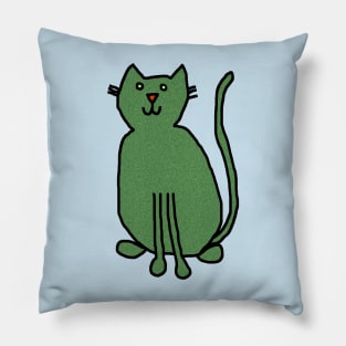 Cat Green Metallic Pillow