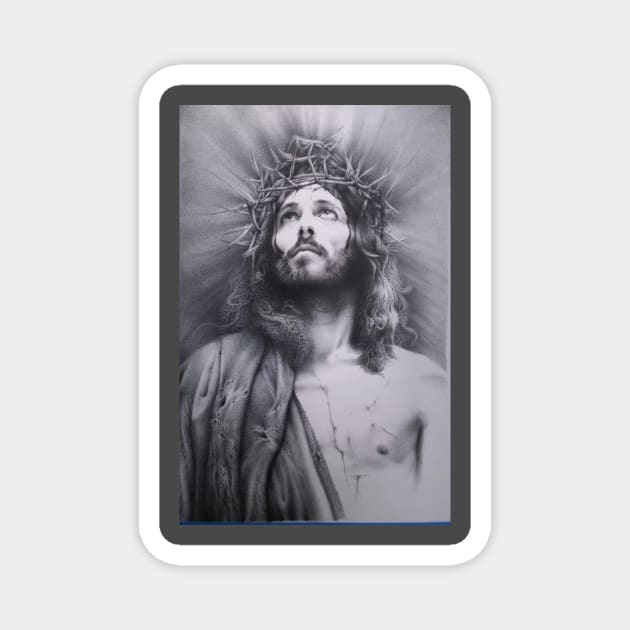 Jesus pen and ink Magnet by amraa