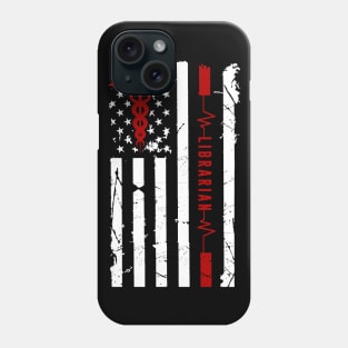 Librarian Heartbeat Flag American Phone Case