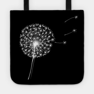 Dandelion Clock Silhouette Pen and Ink Drawing Tote