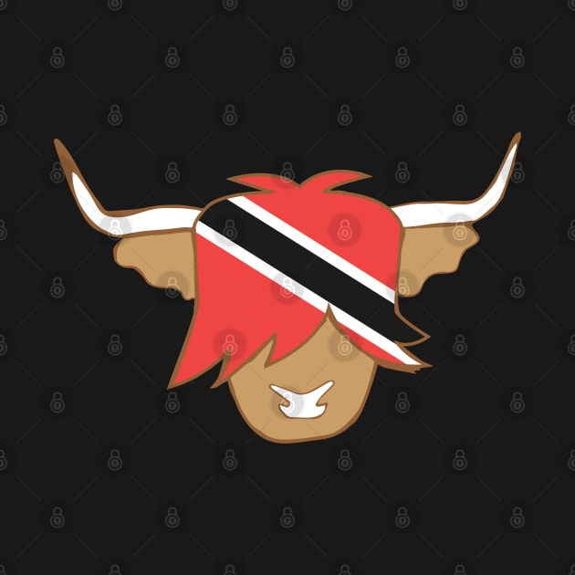 Highland cow with Trinidad and tobago flag by ayelandco