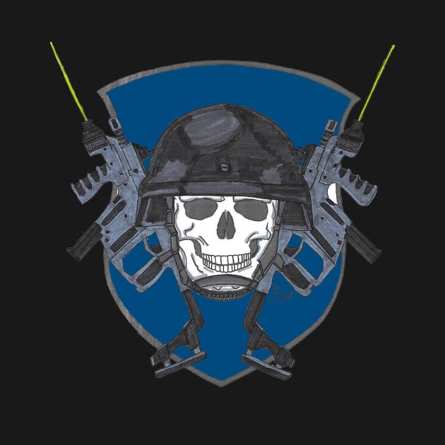 Special Ops Military Skull and Guns by Joseph Baker