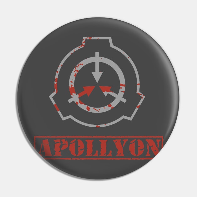 Apollyon SCP Bloody Logo Containment Breach Pin by Mellowdellow