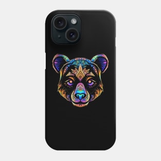 Colorful Trippy Bear Head Digital Art - Psychedelic Wildlife Design Phone Case