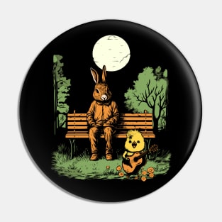 Rabbit and Cute Guitar-Playing Chicken Pin