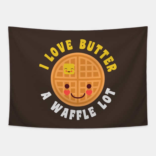 Funny Waffle Breakfast Lover Butter Food Pun Cute Kawaii Tapestry by PodDesignShop