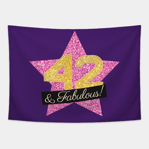 42nd Birthday Gifts Women Fabulous - Pink Gold Tapestry by BetterManufaktur