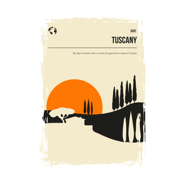 Tuscany Italy Vintage Minimal Retro Book Cover Travel Poster by jornvanhezik