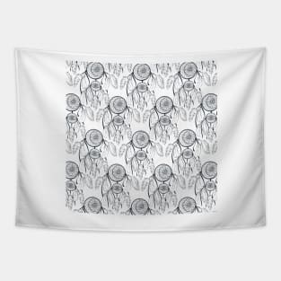 Classy Black dreamcatcher White Pattern Tapestry