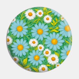 White blue daisies field fantasy Pin