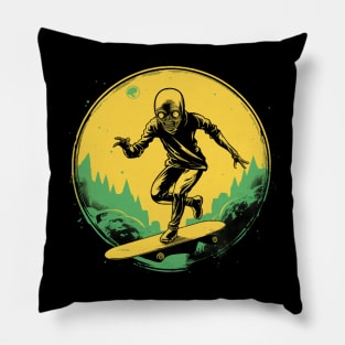 Cosmic Rollers: Aliens Love to Skate Pillow