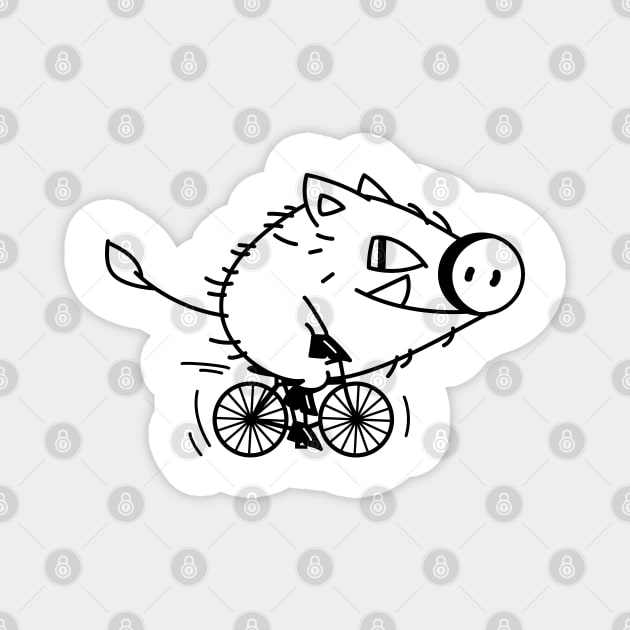 Funny boar rides a bicycle Magnet by spontania