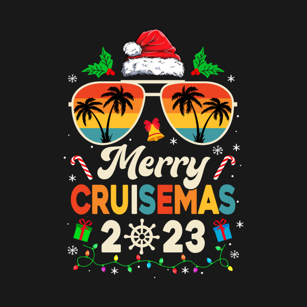 Merry Cruisemas 2023 Christmas Santa Reindeer Cruise Retro by James Green