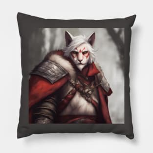 fantasy cat knight red Pillow