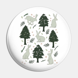 Rabbit Forest - Pink and Green Pin