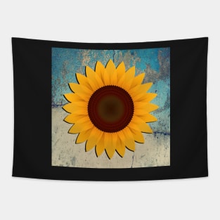 Sunflower on Teal & Cream Distressed Background Home Decor Gifts Tapestry