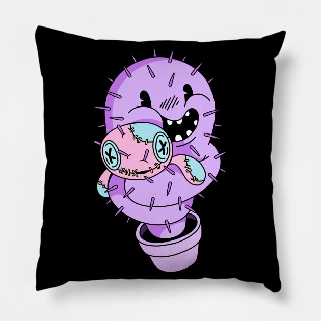 Pastel Goth Cactus and Voodoo Doll Anime Japanese Pillow by PinkyTree