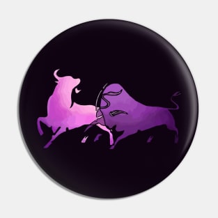 Taurean Bulls Animal Art Lilac Cut Out Pin