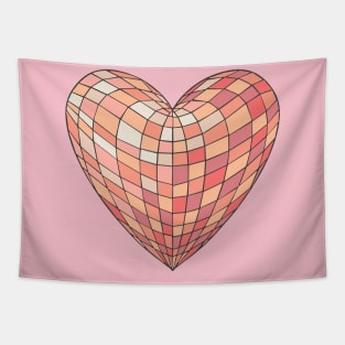 Heart Shaped Disco Ball - Peach Fuzz Tapestry