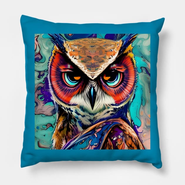 Graphic Novel Comic Book Art Style Owl Pillow by Chance Two Designs