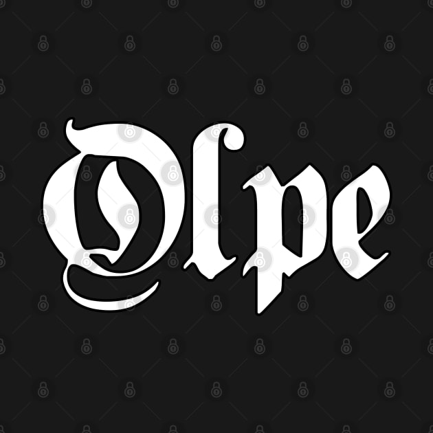 Olpe written with gothic font by Happy Citizen